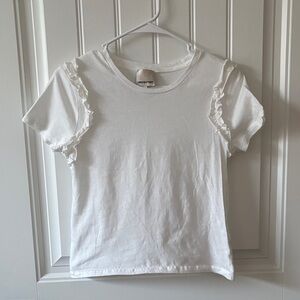 White Ruffle Sleeve Women's Tee